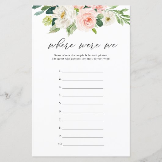 Blush Floral wo wir Spielkarten erraten (Vorderseite)