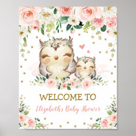 Blush Floral Woodland Bärendusche Geburtstag Poster