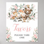 Blush Floral Woodland Tiere Favoriten Zeichen Poster (Vorne)