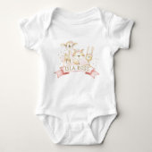 Blush Floral Woodland Tiere Girl Individuelle Name Baby Strampler (Vorderseite)