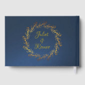 Blush Floral & Wreath - Blue/Gold Gästebuch (Rückseite)