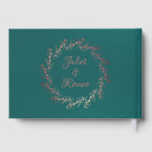 Blush Floral & Wreath - Blue/Rose Gold Gästebuch (Rückseite)