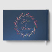 Blush Floral & Wreath - Blue/Rose Gold Gästebuch (Rückseite)
