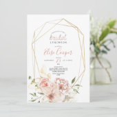 Blush Floral Wreath Bridal Luncheon Einladung (Stehend Vorderseite)