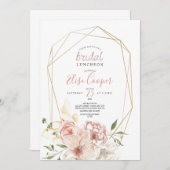 Blush Floral Wreath Bridal Luncheon Einladung (Vorne/Hinten)