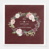 Blush Floral Wreath Burgundy Wedding Serviette (Vorderseite)