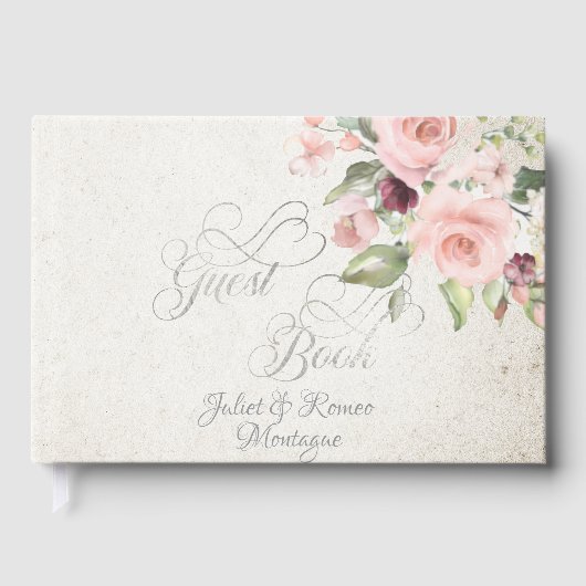 Blush Floral & Wreath - Cream/Silver Gästebuch (Vorderseite)