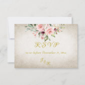 Blush Floral & Wreath RSVP - Cream Karte (Vorderseite)