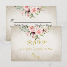 Blush Floral & Wreath RSVP - Cream
