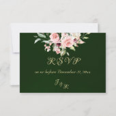 Blush Floral & Wreath RSVP - Emerald Karte (Vorderseite)