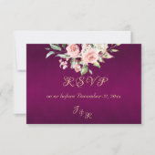 Blush Floral & Wreath RSVP - Purple Karte (Vorderseite)