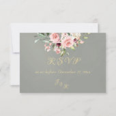 Blush Floral & Wreath RSVP - Sage Karte (Vorderseite)