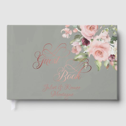 Blush Floral & Wreath - Sage/Rose Gold Gästebuch (Vorderseite)