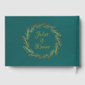 Blush Floral & Wreath - Teal/Gold Gästebuch (Rückseite)