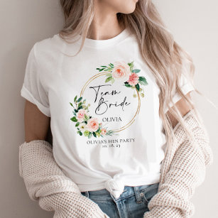 Blush Floral Wreath Team Bridge personalisiert T-Shirt