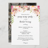 Blush Florals Bewegung weg Party Foto Einladung (Vorne/Hinten)