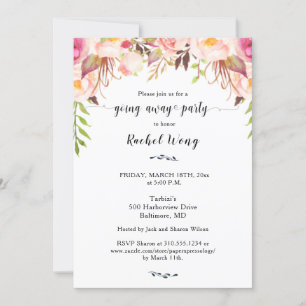 Blush Florals Bewegung weg Party Foto Einladung
