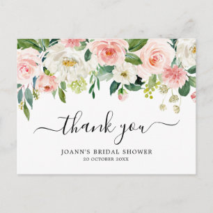 Blush Florals Botanisches Brautparty Vielen Dank Postkarte