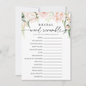Blush Florals Bridal Word Scramble Game Card Einladung (Vorderseite)