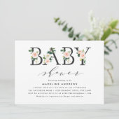 Blush Florals | Einladung der Babydusche (Stehend Vorderseite)
