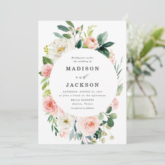 Blush Florals | Einladung zur Hochzeit (Stehend Vorderseite)