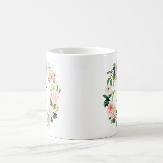 Blush Florals | Floral Wreath Monogramm Kaffeetasse (Mittel)