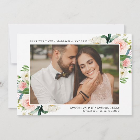 Blush Florals Foto Save The Date (Vorderseite)