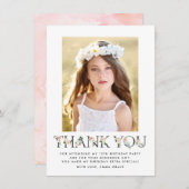 Blush Florals Foto von Birthday | Thank You Card Dankeskarte (Vorne/Hinten)