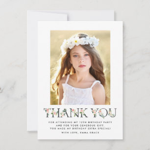 Blush Florals Foto von Birthday   Thank You Card Dankeskarte