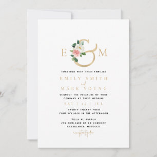 Blush Florals & Gold, Einladung zur Hochzeit von M