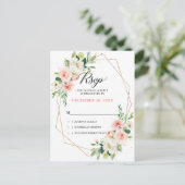 Blush Florals Gold Moderne geometrische Rahmen UAW Postkarte (Stehend Vorderseite)