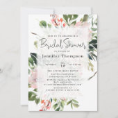 Blush Florals & Greenery Brautparty Einladung (Vorderseite)