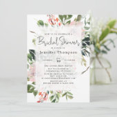 Blush Florals & Greenery Brautparty Einladung (Stehend Vorderseite)