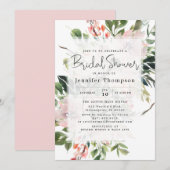Blush Florals & Greenery Brautparty Einladung (Vorne/Hinten)