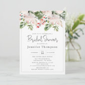 Blush Florals & Greenery Brautparty Einladung (Stehend Vorderseite)
