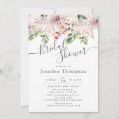 Blush Florals & Greenery Brautparty Einladung (Vorderseite)