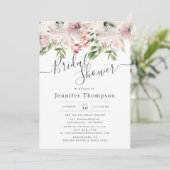 Blush Florals & Greenery Brautparty Einladung (Stehend Vorderseite)