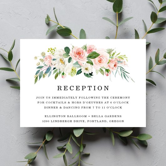Blush Florals | Hochzeitsempfangskarte Einladung