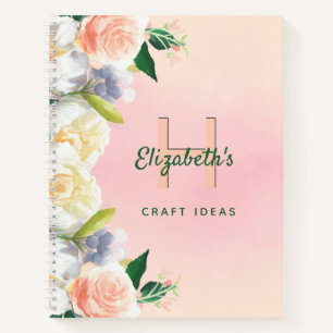 Blush Florals Monogramm Handwerk Ideen skizzieren Notizblock