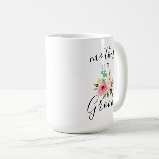 Blush Florals Mutter des Groom Geschenks 15oz Kaffeetasse (VorderseiteRechts)