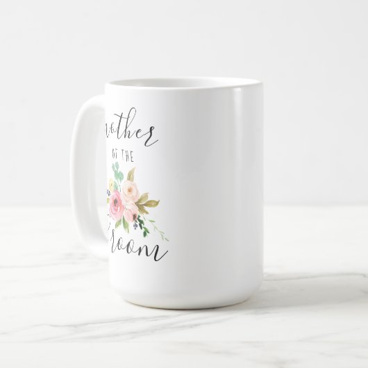 Blush Florals Mutter des Groom Geschenks 15oz Kaffeetasse (Vorderseite Links)