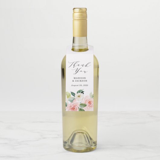 Blush Florals | Personalisierte Hochzeit Flaschenanhänger (Auf Flasche)