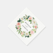 Blush Florals | Personalisierte Hochzeit Serviette (Ecke)