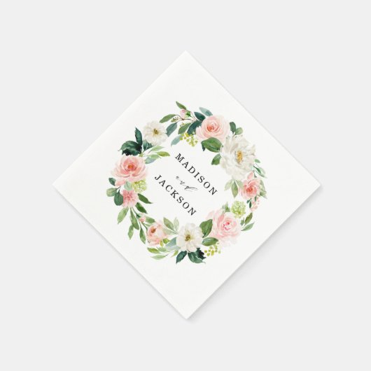 Blush Florals | Personalisierte Hochzeit Serviette (Ecke)