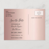 Blush Florals Rose Gold Hochzeit Retten Sie das Da Ankündigungspostkarte (Rückseite)