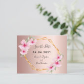 Blush Florals Rose Gold Hochzeit Retten Sie das Da Ankündigungspostkarte (Stehend Vorderseite)