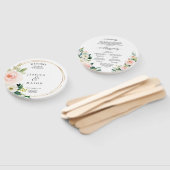 Blush Florals Round Gold Wedding Program Fan Fächer (Non-assembled)