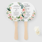 Blush Florals Round Wedding Program Fan Fächer (Vorne und Hinten)