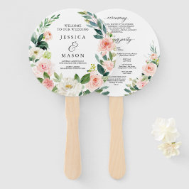 Blush Florals Round Wedding Program Fan Fächer