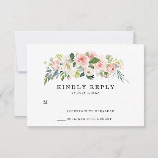 Blush Florals | RSVP-Hochzeitkarte RSVP Karte (Vorderseite)